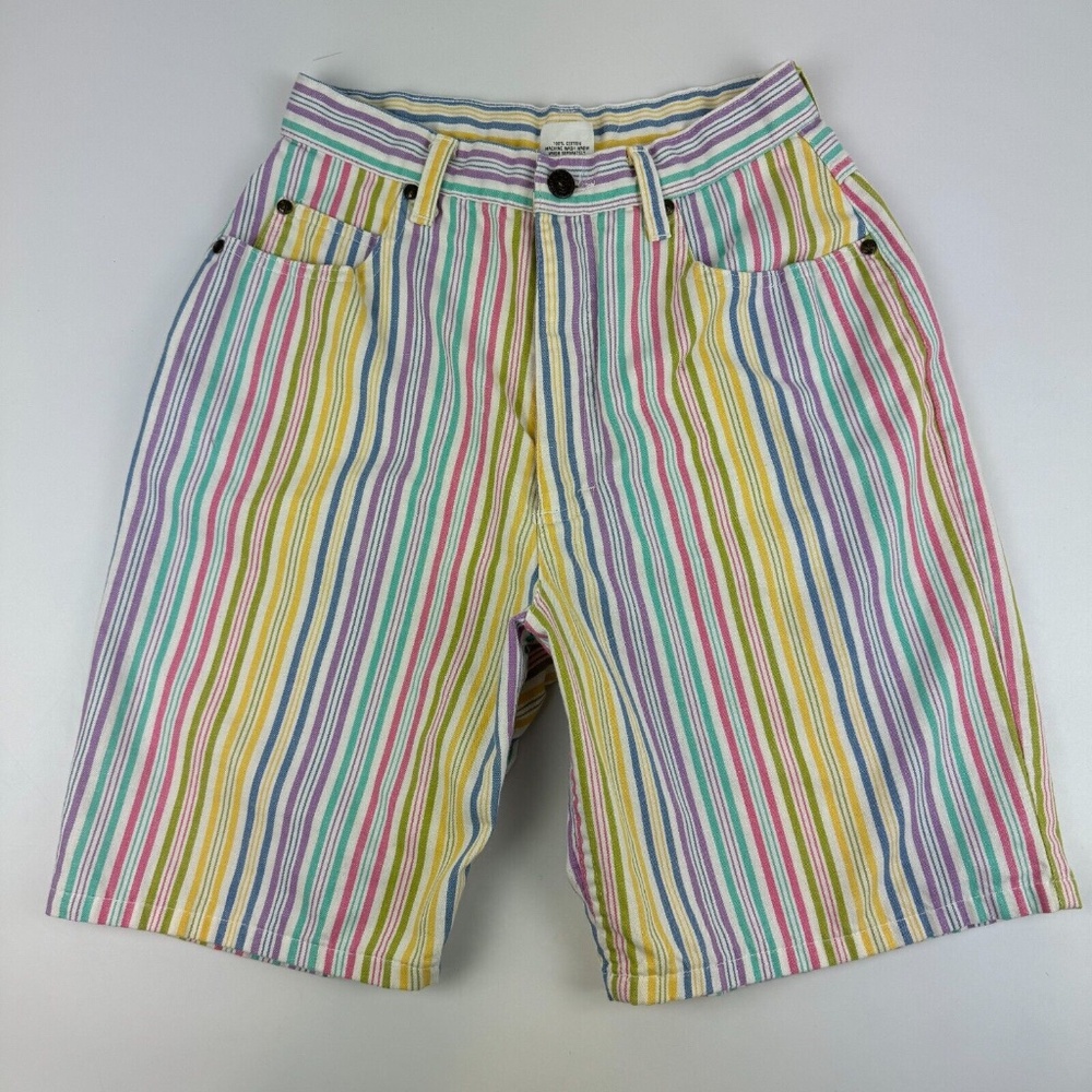 Vintage Cherokee Womens Size 10 Colorful Striped Shorts High Rise Mom Fit